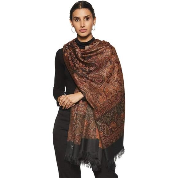 Weavers Villa Women's Pashmina Wool Blend Indian Handicraft Woven Shawls - Picture 1 of 6